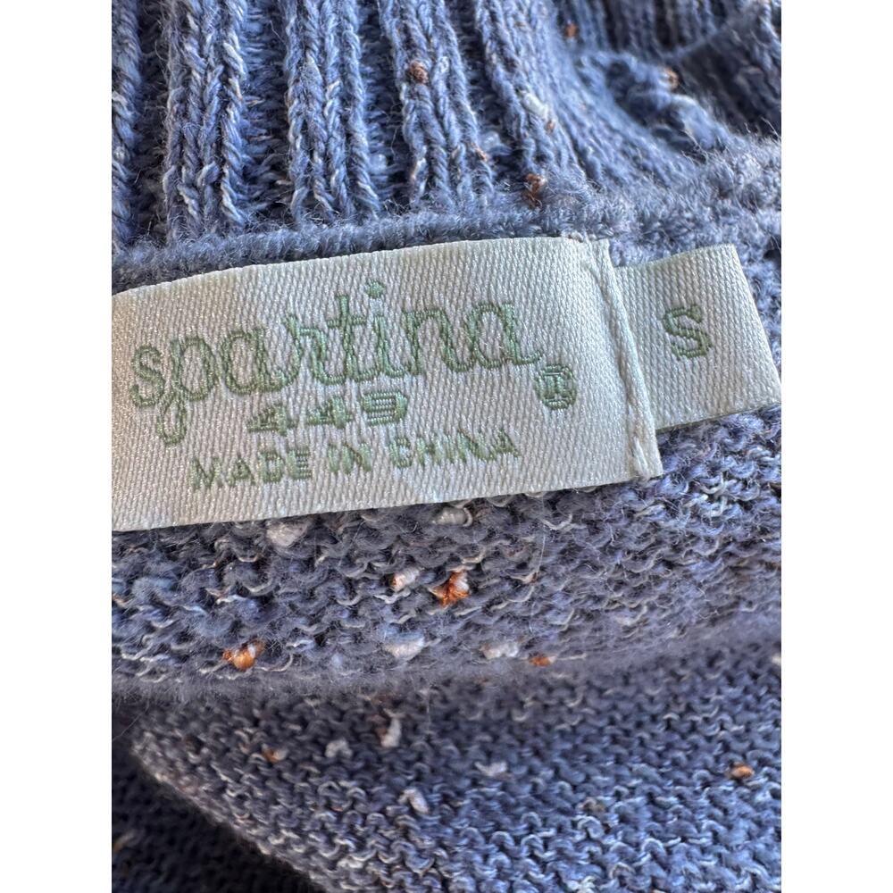 NWT Spartina 449 Shelby Pullover Denim Blue Pointelle Linen Sweater S - Picture 6 of 11